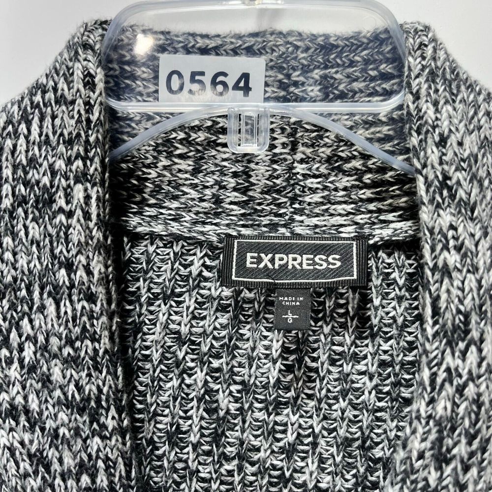 Express Grandpa Cardigan Size L Button Ombre Striped Pockets Chunky Knit Sweater - Picture 3 of 8
